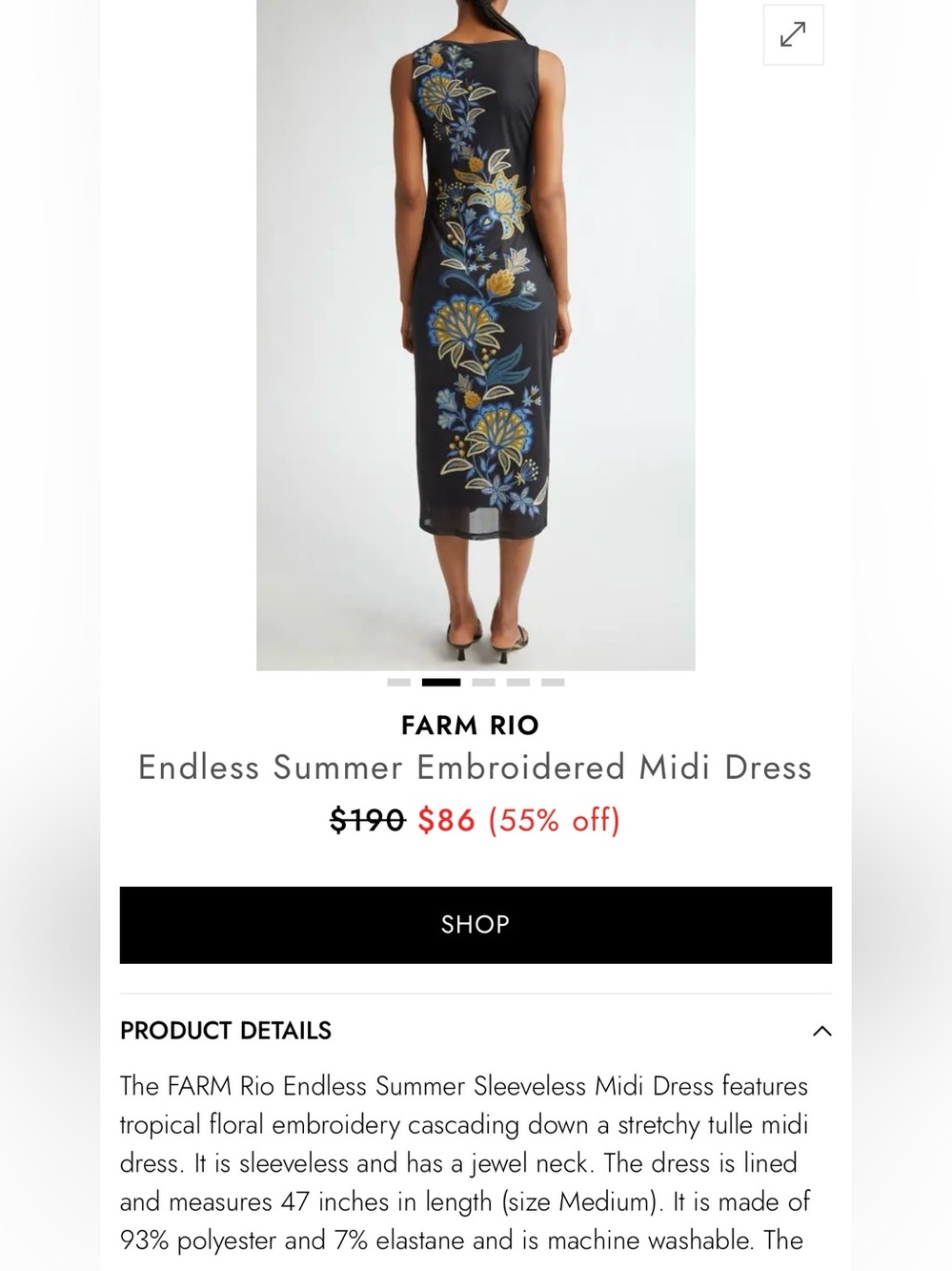 FARM Rio Anthropologie Endless Summer Embroidered Midi Dress Small - Picture 4 of 9